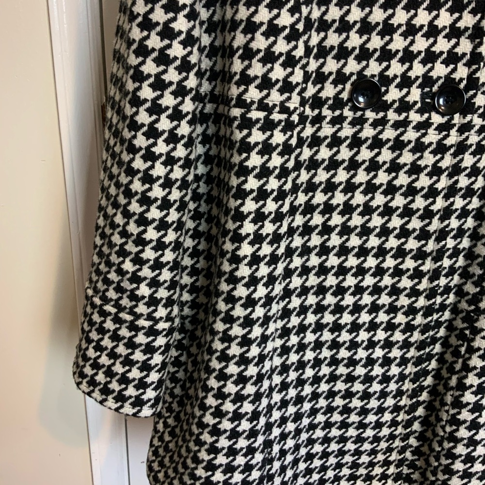 Like New Cato Wool Blend Geometric Pea Coat Herringbone Black/White - Picture 7 of 16